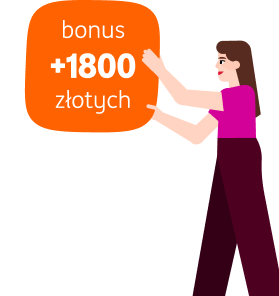 Kobieta trzymająca baner z bonusem