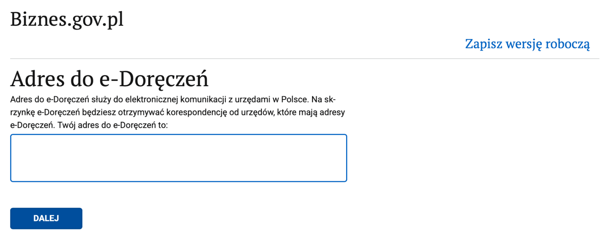 zrzut ze strony CEIDG