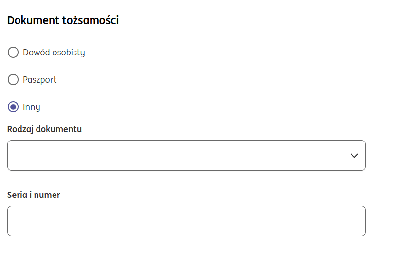 screen z wniosku o założenie działalności - dokument tożsamości
