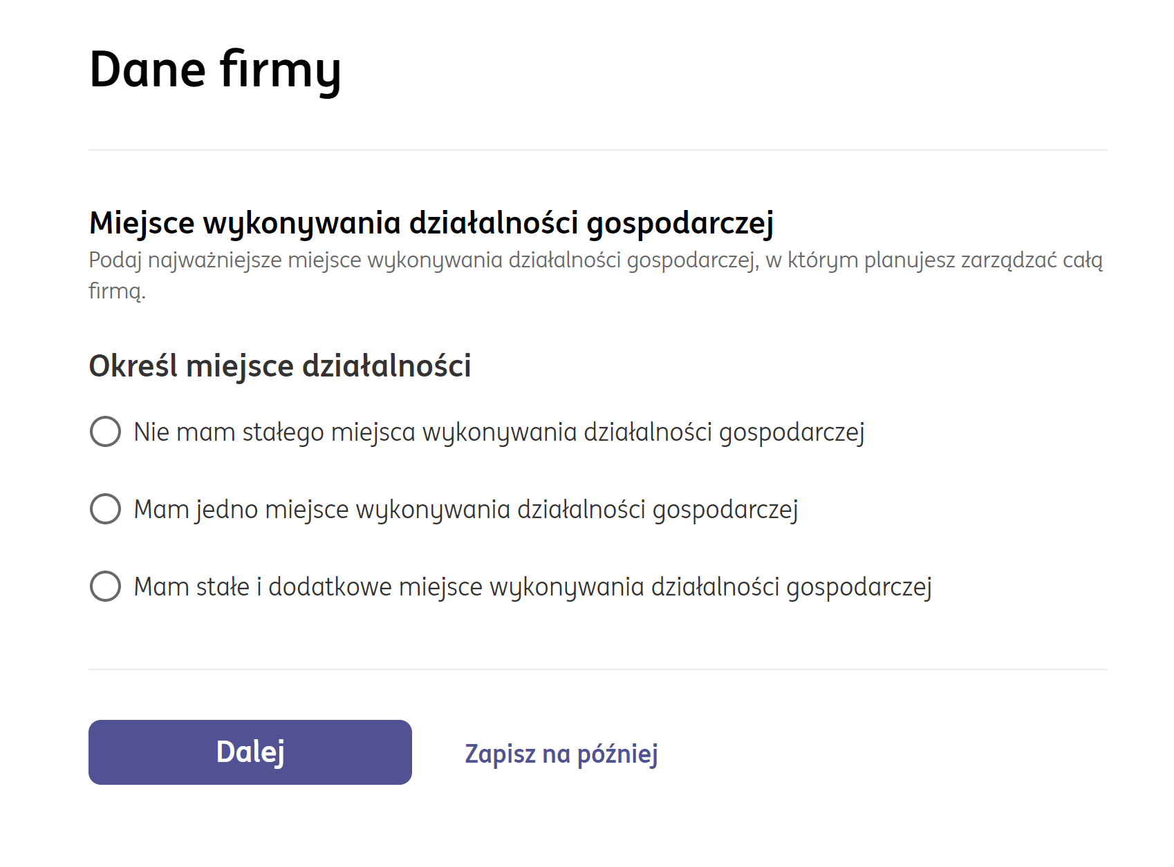 miejsce wykonywania działalności gospodarczej - wniosek