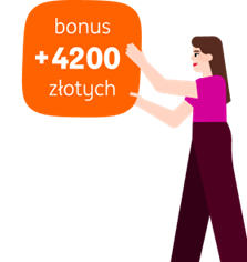 Kobieta trzymająca baner z bonusem