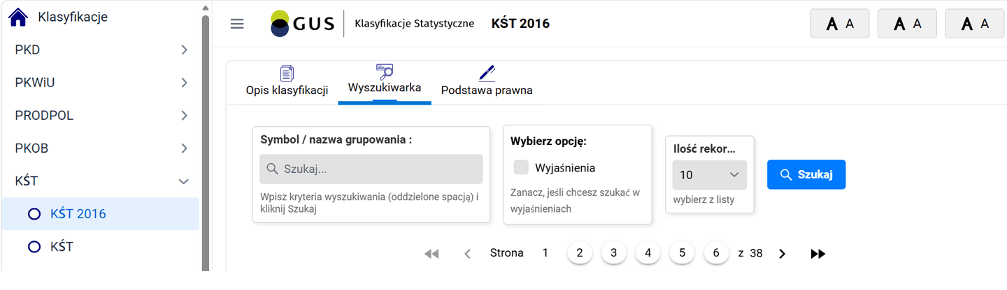 zrzut ekranu ze strony GUS KŚT 2016