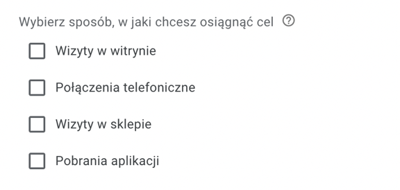 zrzut z panelu do tworzenia kampanii Ads