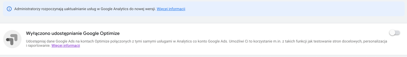 panel do integracji z Google Optimize