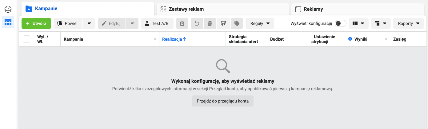 tworzenie kampanii w Menedżerze reklam