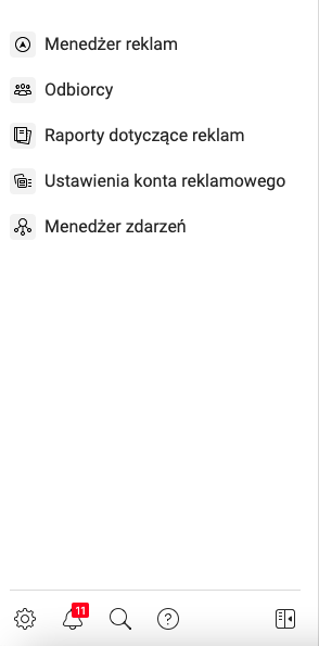 Strona główna Menedżera reklam Facebooka